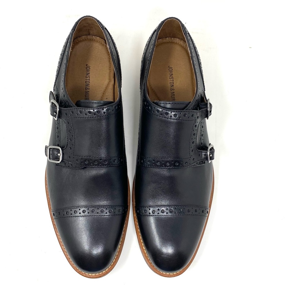 Johnston & Murphy Conard Double Monk Strap Cap Toe Black Calfskin - Picture 5 of 7